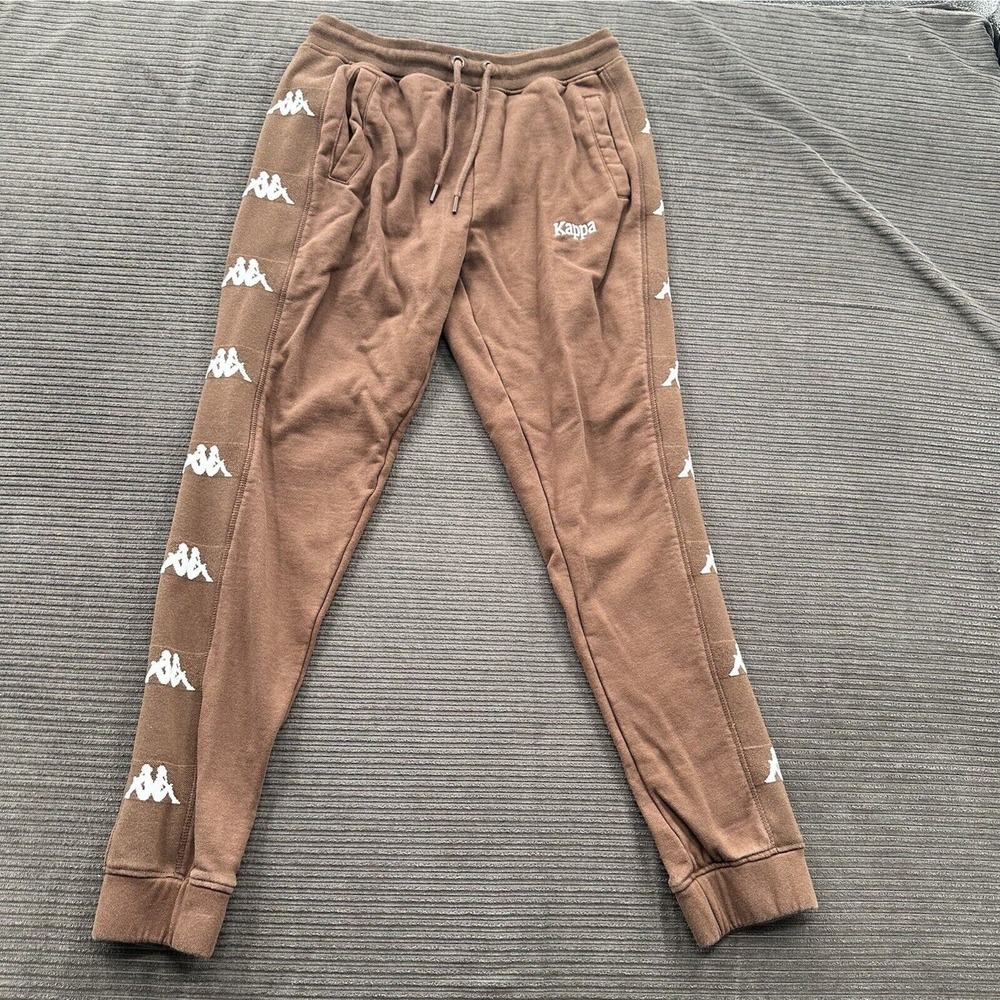 Kappa Sport Trousers Men Medium Brown Cotton Activewear Track Pants Stretch.